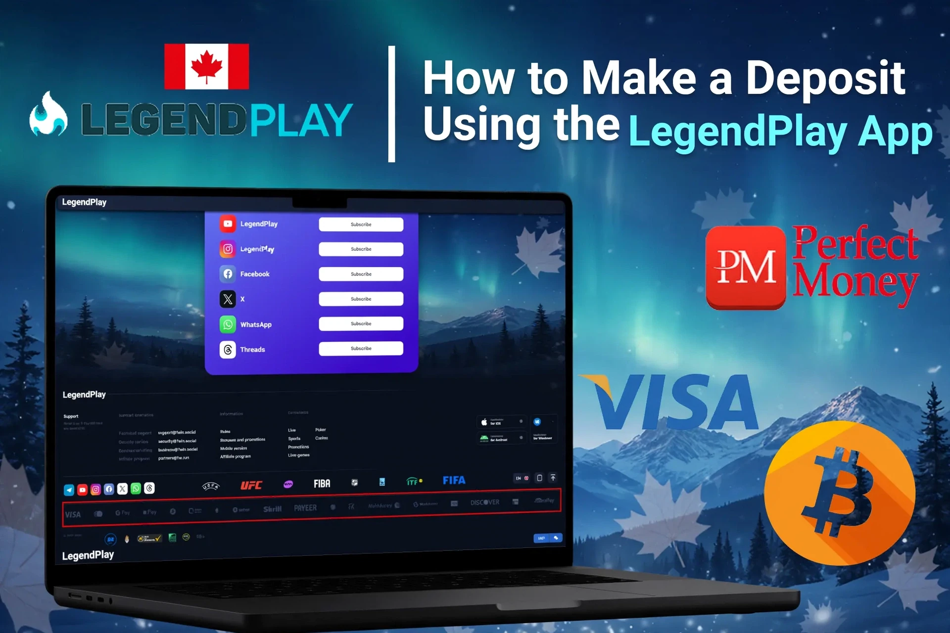 Registration process on the LegendPlay mobile app with social login options