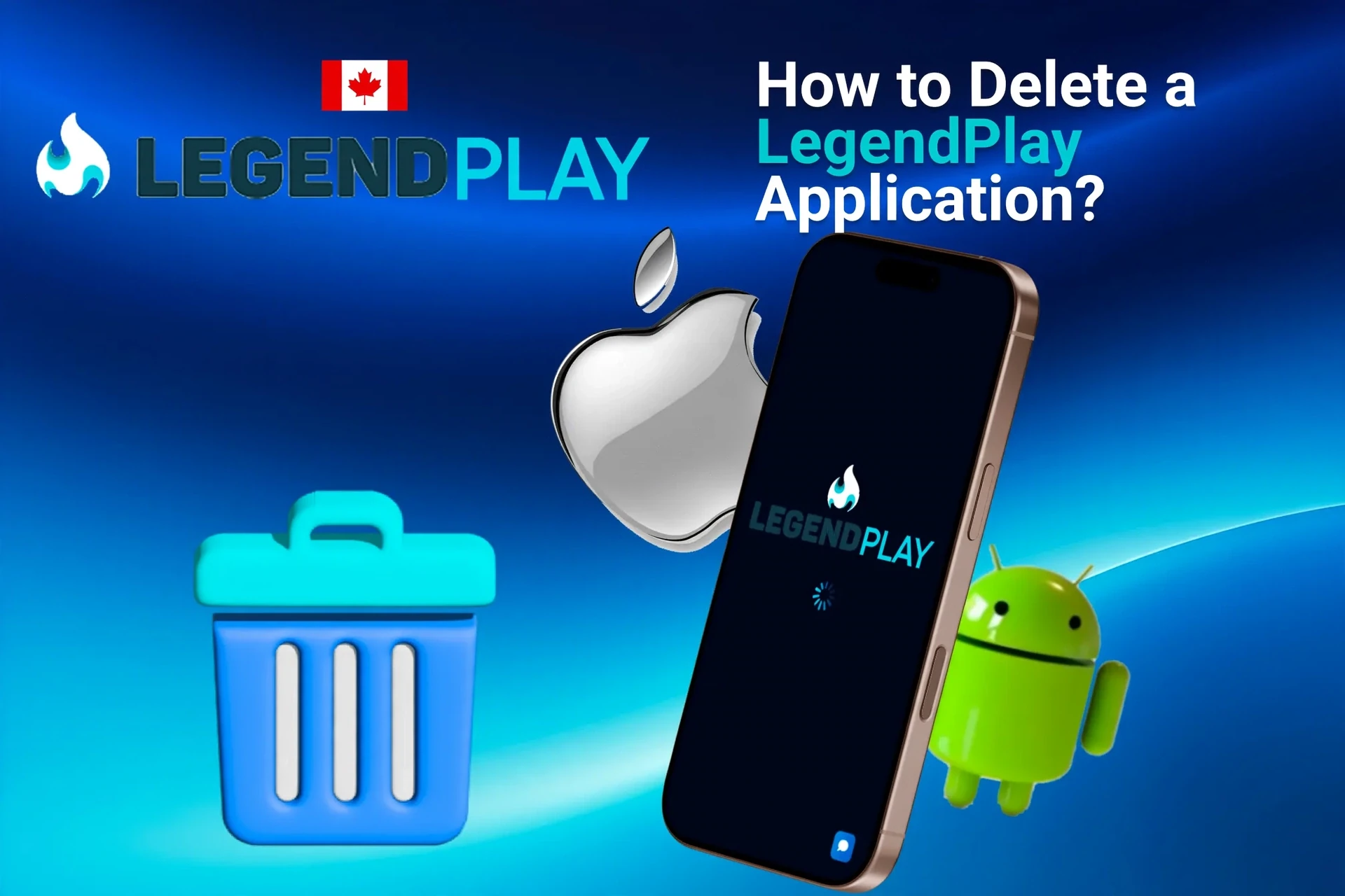 Instructions on how to delete the application from iOS and Android devices, shown with app icons