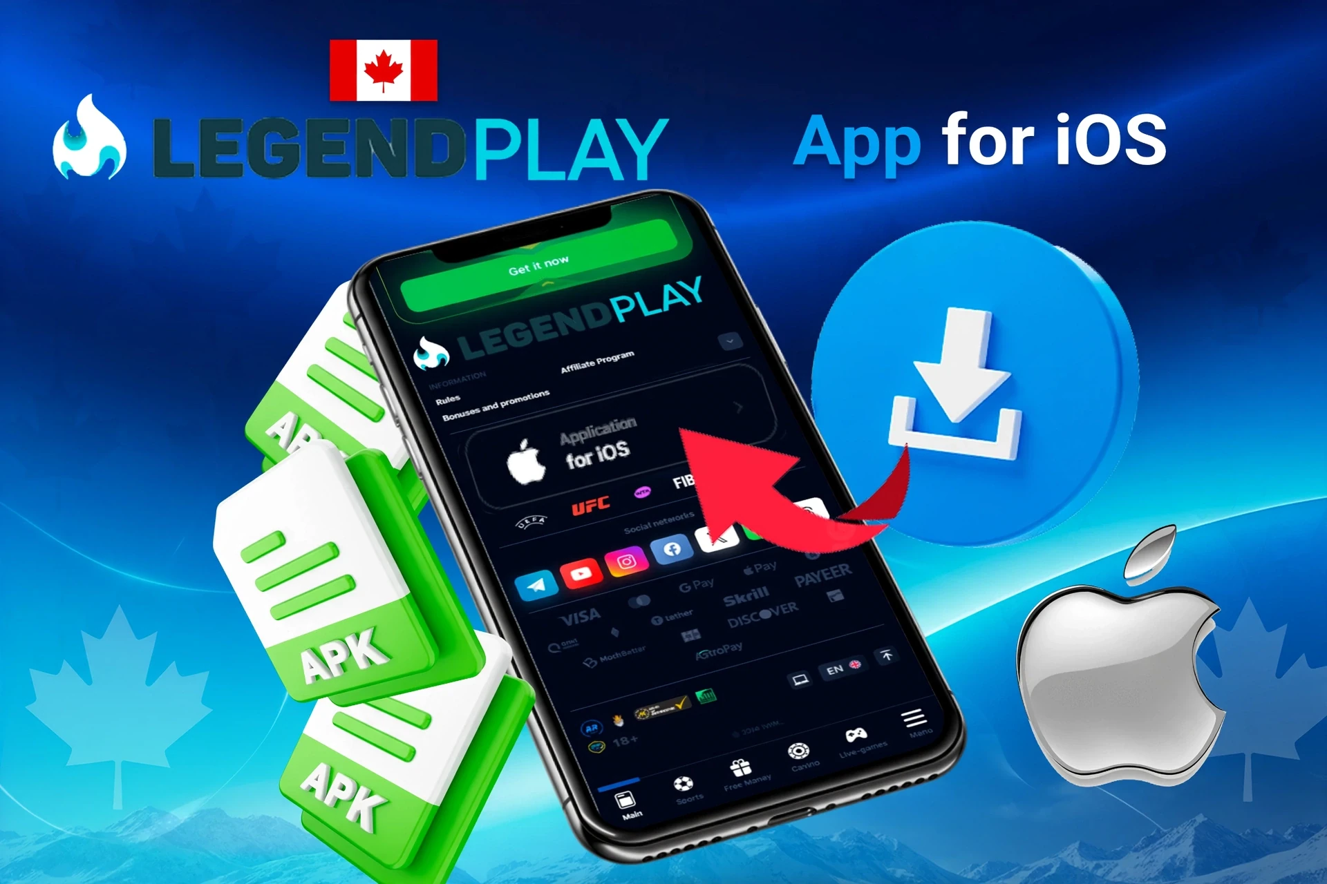 LegendPlay iOS shortcut instructions with Apple logo